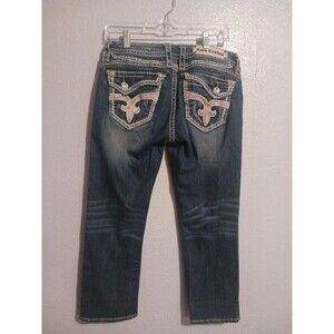 Rock Revival Jeans Kailyn Capri Size 29 Embellished Heavy Stitch Pretty Bling